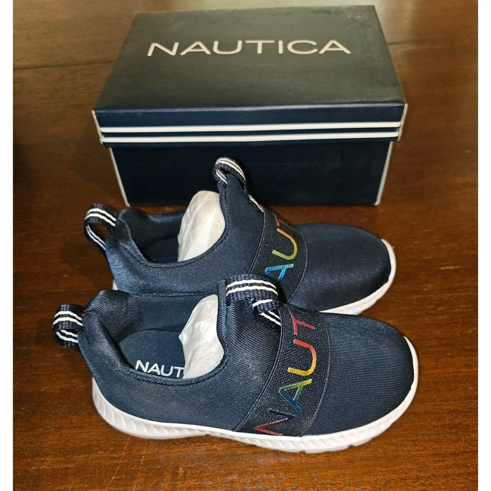 Nautica Mattoon/Navy Rainbow Metallic KA0115G‎ Toddler Size 7 Slip On Shoes